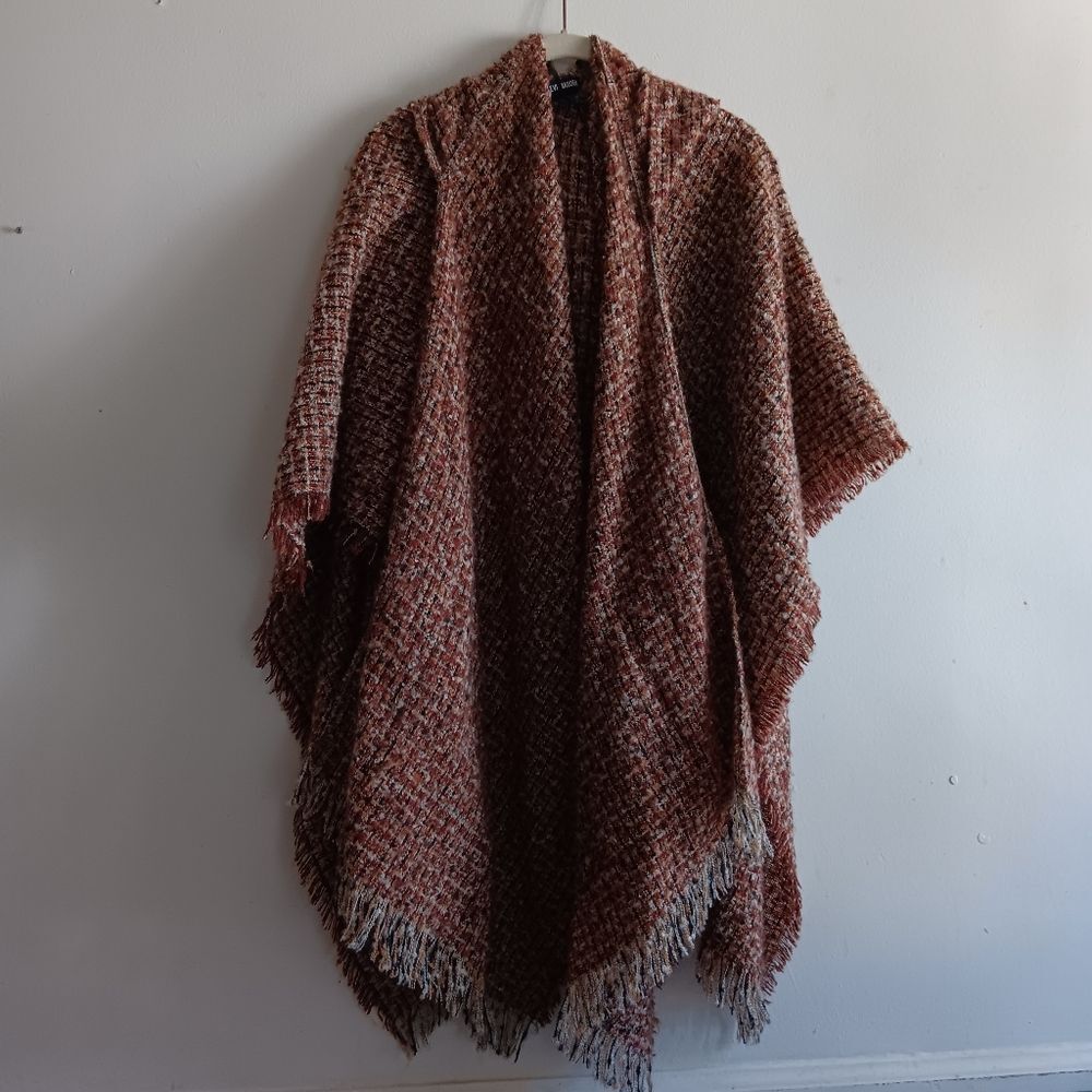 Steve Madden Open front Cape Hood & Fringe OSFM fairy grunge